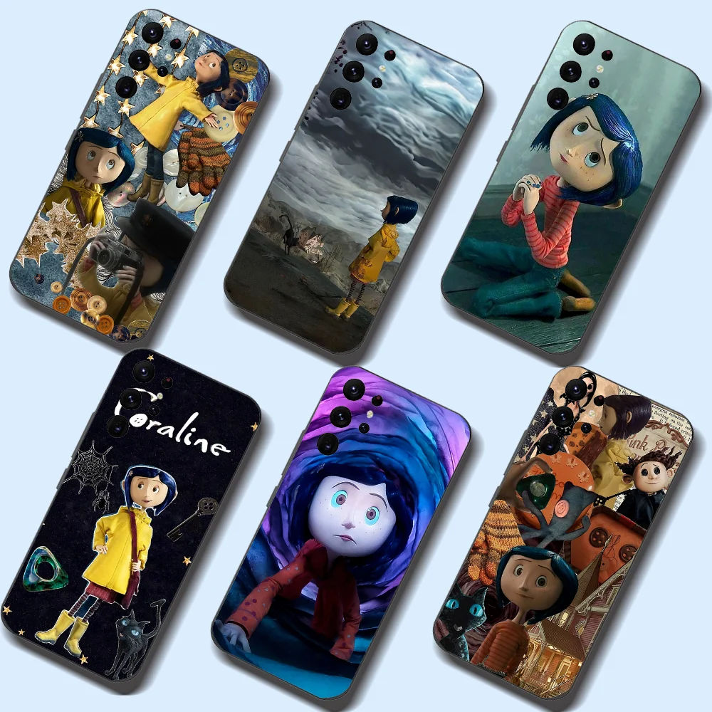 C-Coraline And The Magic Door Phone Case For Samsung Galaxy A52 A12 A51 S21 Edge S22ULTRA S23 S20LITE Plus Ultra Black Cover