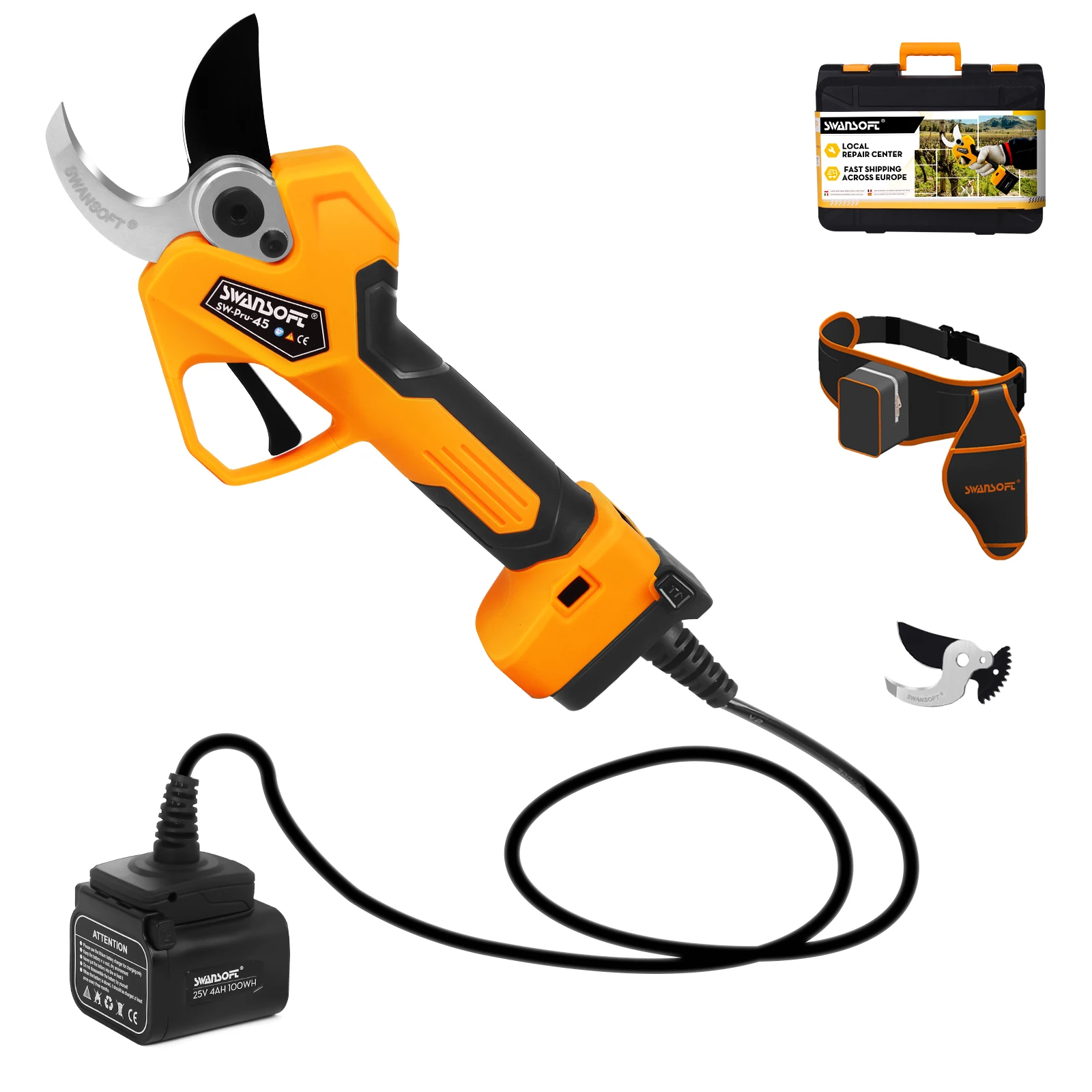 SWANSOFT 45mm Cordless Battery Pruner Direct Factory Supplied Professional Electric Pruning Shear Scissors with CE