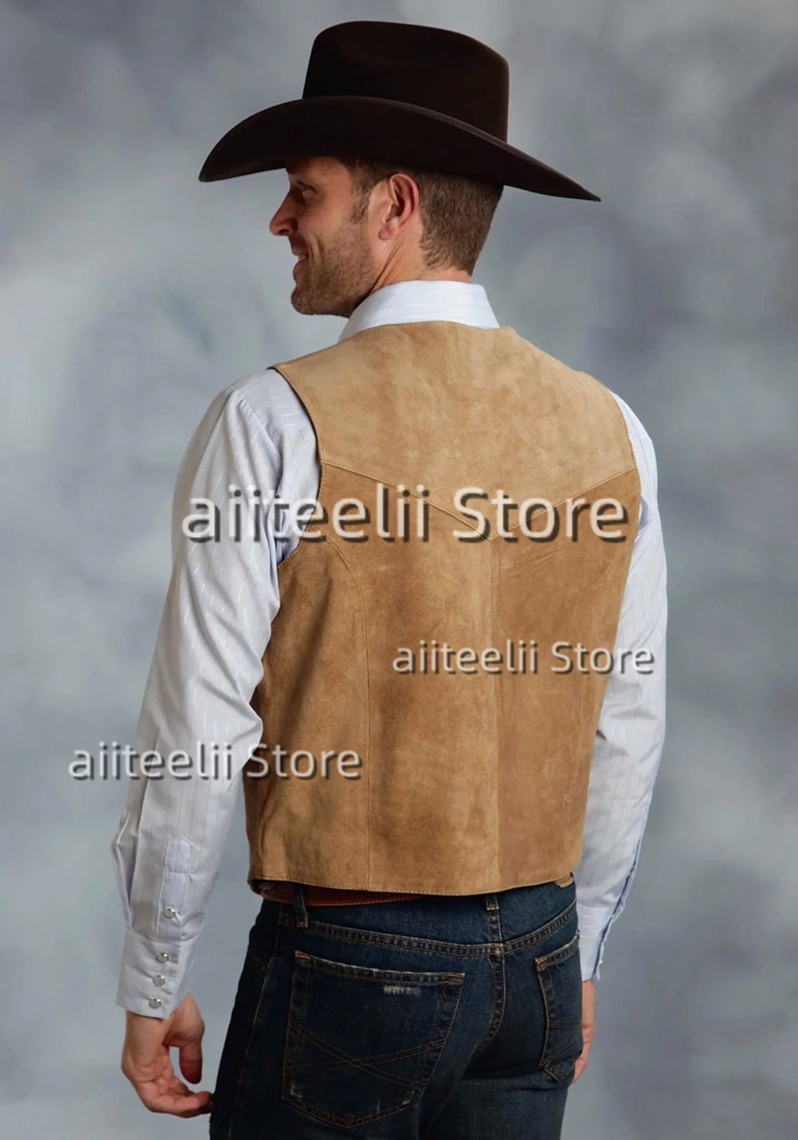 2024 neue männer Weste Wildleder Wildleder Leder Anzug Elegante Mode Steampunk Stil Weste Casual Komfort Weste Sommer Party S-XXXL