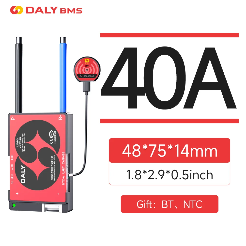 Daly BMS 3S 4S 12V 6S 7S 8S 24V 10S 12S 36V13S 14S 15S 16S 48V Bluetooth BMS 40A 60A Lifepo4 Li-Ion 3,7V Smart BMS