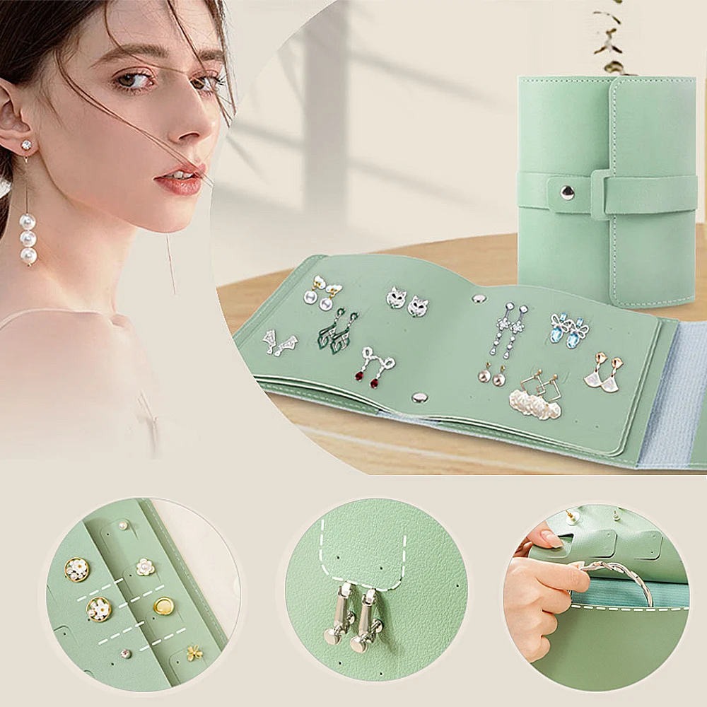 

Creative Book Shape PU Leather Earrings Storage Bag Earrings Studs Eadrops Organizer Portable Jwelry Storage Bag Large Capacity