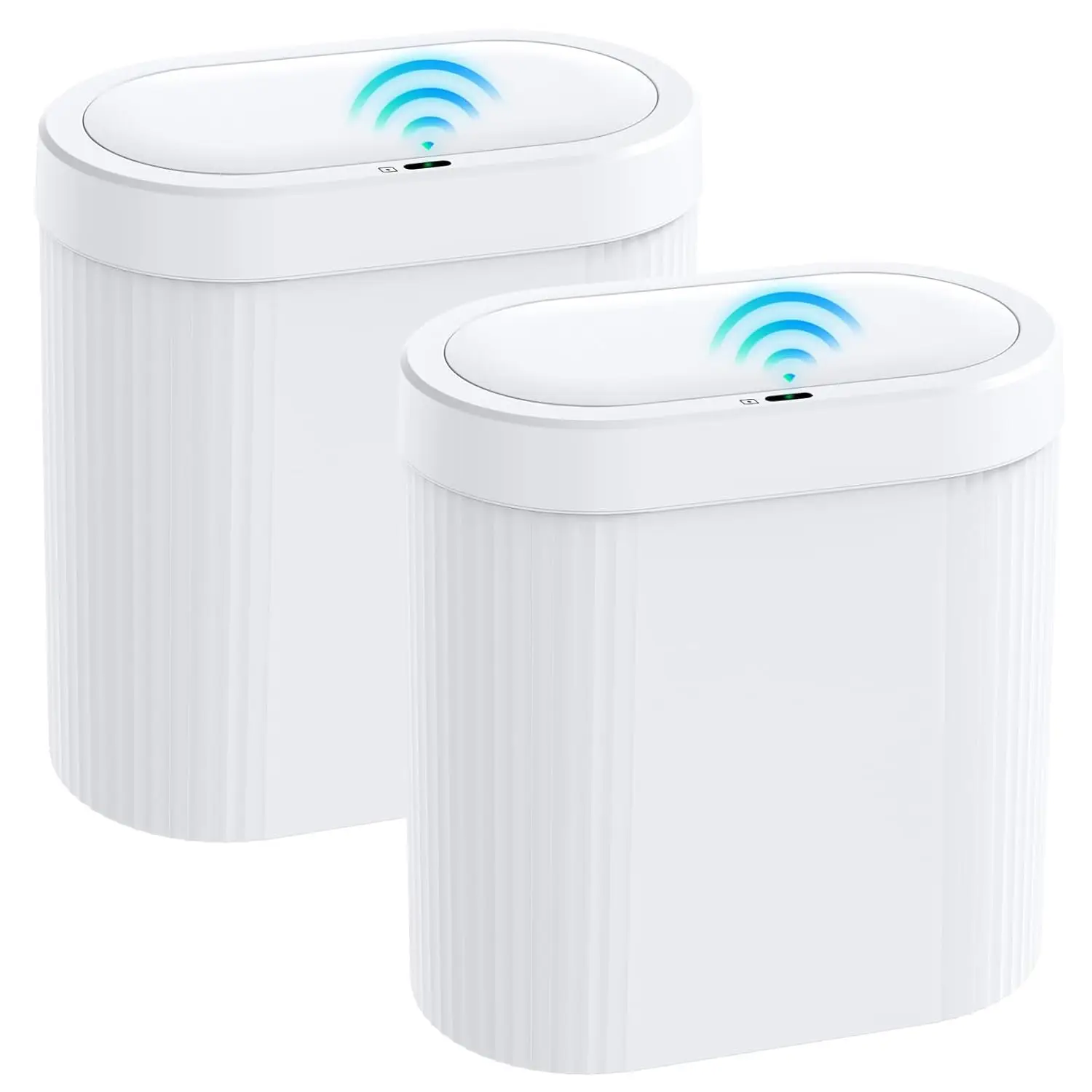

2-Pack Motion Sensor Trash Cans with Lid, 5-Gallon Slim Waterproof Garbage Bin for Kitchen, Bathroom, Office