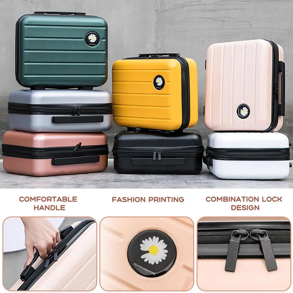 16 inch Large Capacity Hand Suitcase Hard Shell Cosmetic Case with Zipper Portable Handle Makeup Travel Organizer Case for Women