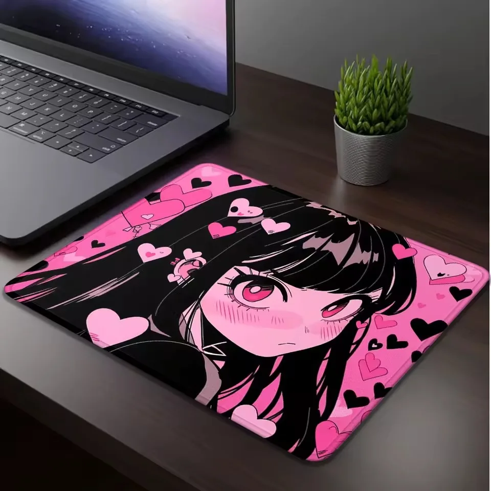 Dark Pink Anime Girl Skeleton Wielding Knife Boy Glass Mouse Pad Ee-sports Gaming Keyboard Desktop Decoration Student Dormitory