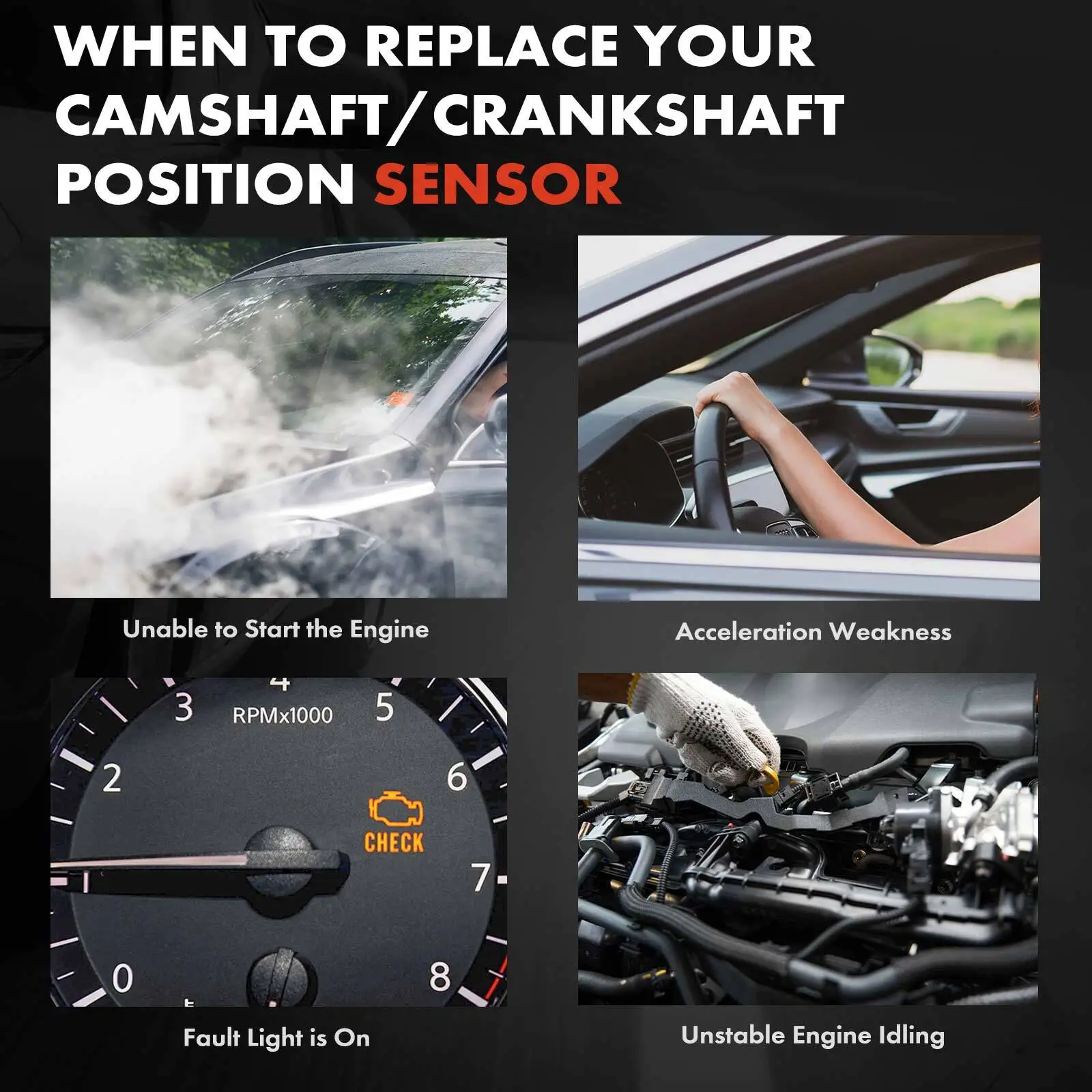 2x カムシャフトポジションセンサー フォード F-150 F-250 F-350 E-150 E-250 E-350 リンカーン 1W7Z-6B288-AA、1W7E6B288AA、F1AE6B288AA用