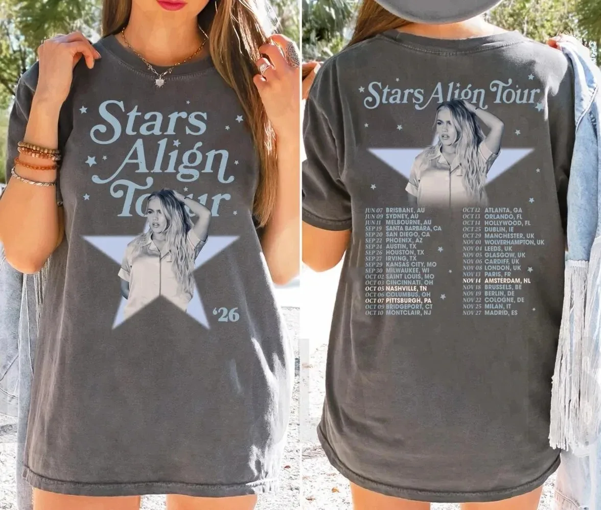Freya Skye Stars Align Tour 2026 Festival T-shirt Men Women Oversized Streetwear Cotton Clothing Fashion Casual Short Sleeved