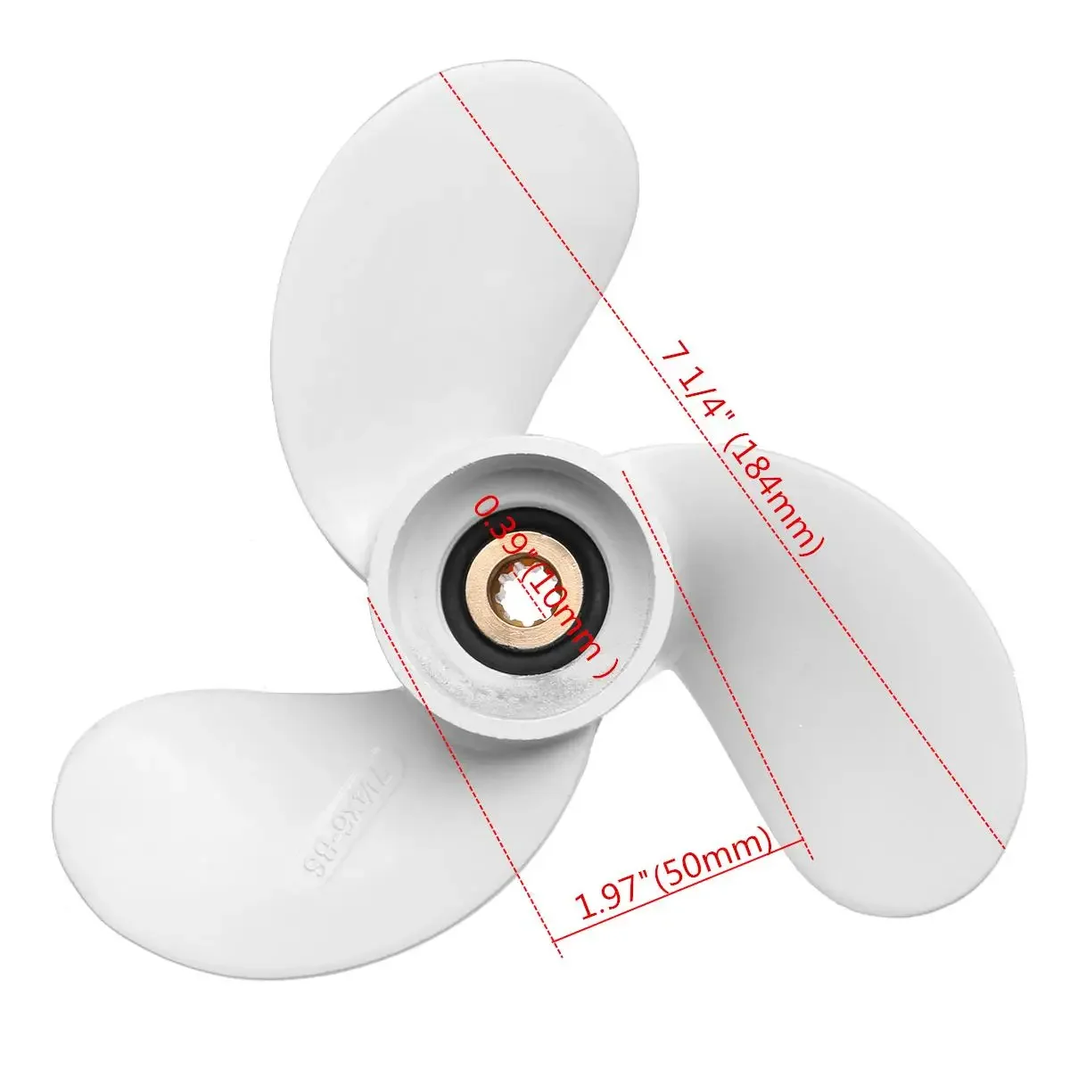 

For Yamaha 2.5-3HP 6L5-45943-00-EL 7 1/4 x 6 Marine Outboard Propeller White Propeller 9 Spline Tooth Aluminium Alloy