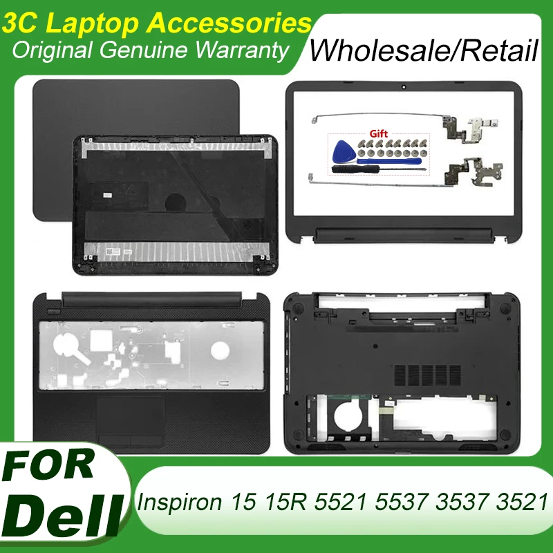laptop lcd tampa traseira dobradicas moldura frontal palmrest caixa inferior preto dell inspiron 15 15r 5521 5537 3537 3521 novo 01