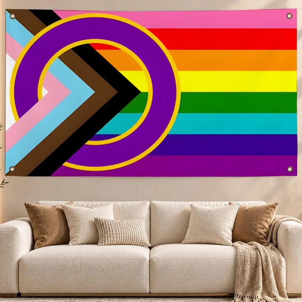 Bright Flag Progress Pride Flag Flags Aesthetic Wall Hanging Flag Banner Bedroom Living Room Home Decor Large HD