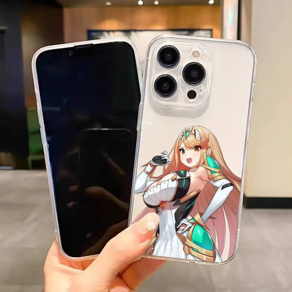 Funda Transparente para iPhone 17 16 15 14 13 12 11 Mini Pro Max Plus con Diseño de Mythra de Xenoblade Chronicles 2