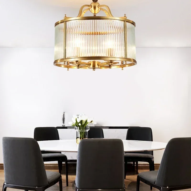 Led E14Modern Copper Chandelier Glass Tubes Round Gold Metal Pendant Chandelier Lighting 2 Models
