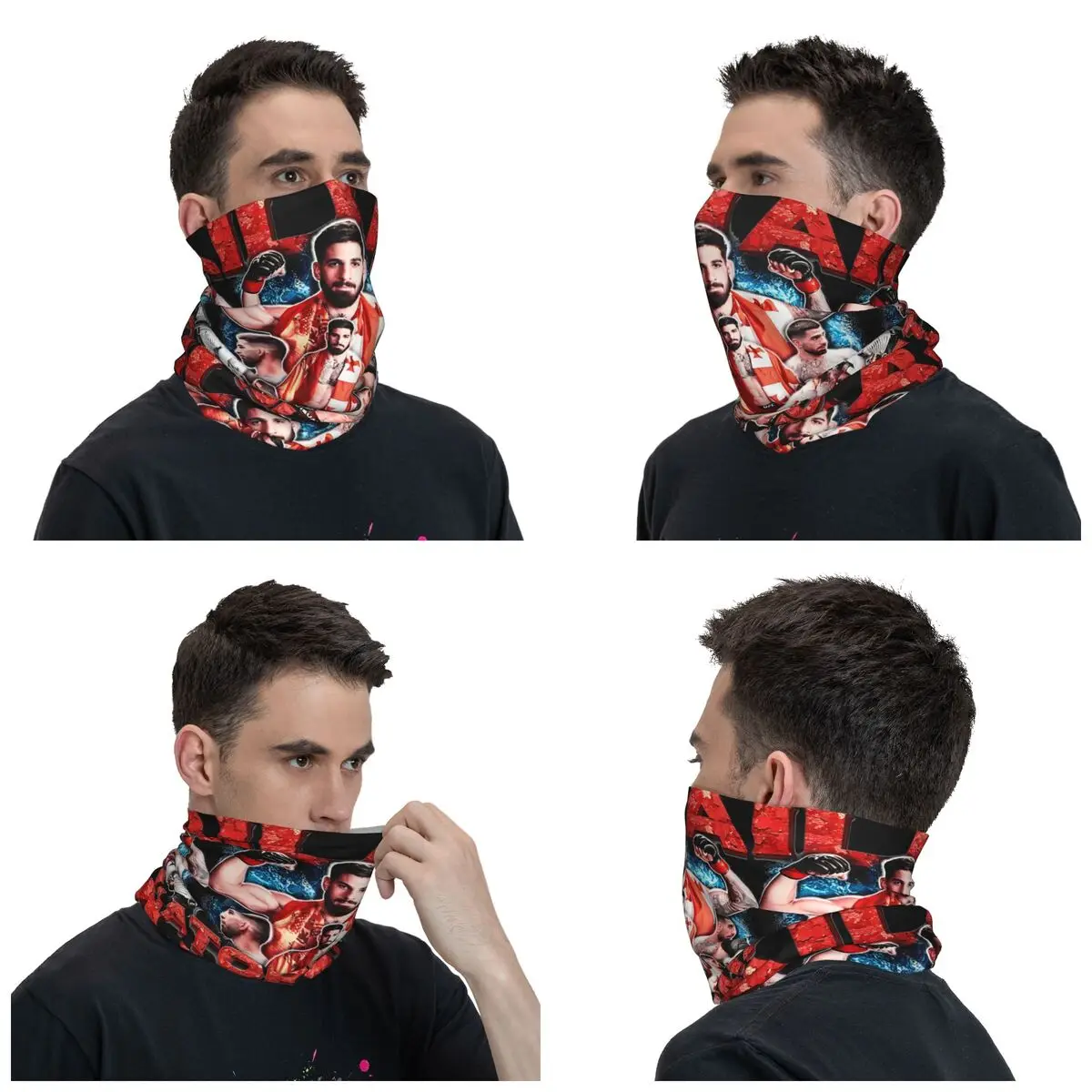 Ilia Topuria Boxer Bandana Neck Cover Printed Magic Scarf Multi-use Face Mask Cycling for Men Women Adult Washable