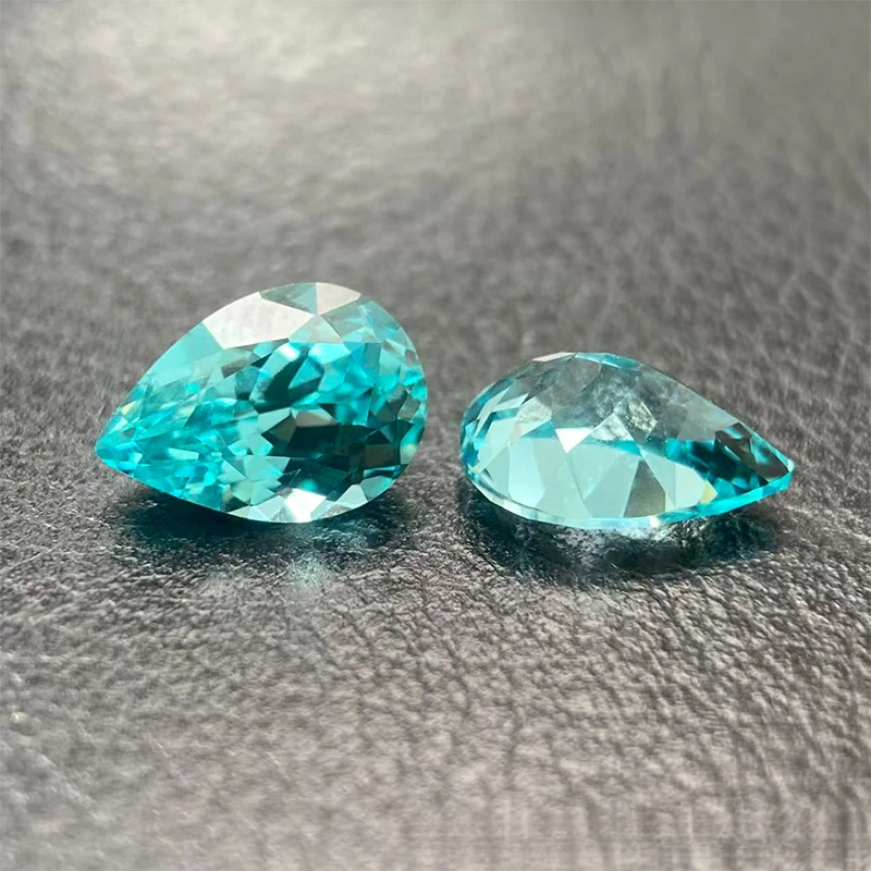 Authentic Looking Lab Grown Paraiba Tourmaline Loose Stones Drop Pear Shape Bright Neon Blue Green Glow Gem for Engagement Ring