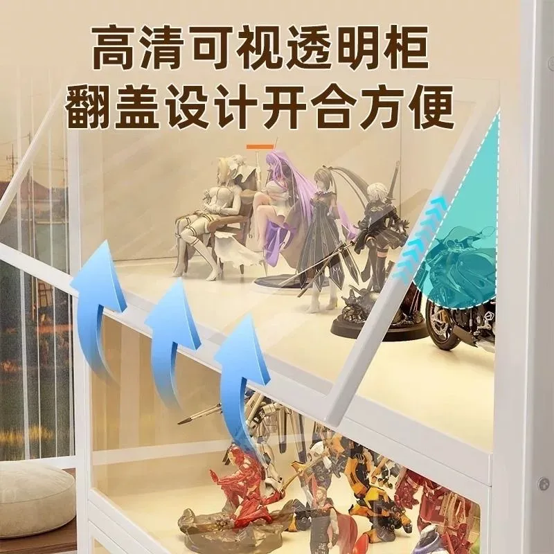 Steel bookshelf turned up glass cabinet door floor-to-ceiling bookcase dust-proof figure display cabinet pain cabinet iron view 2