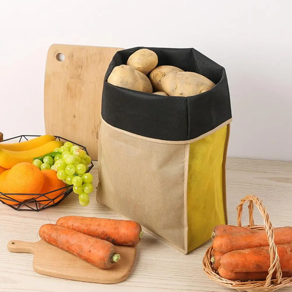 Self Sealing Potato Onion Storage Bags,Non-woven Fabric Pantry Organizer with Roll Top Closure for Potatoes Onions Vegetables