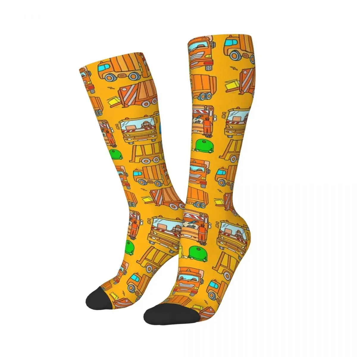 Garbage Truck Design Trashtrucks Rubbish Collection Vehicles Socks Harajuku Stockings All Season Long Socks for Unisex Present