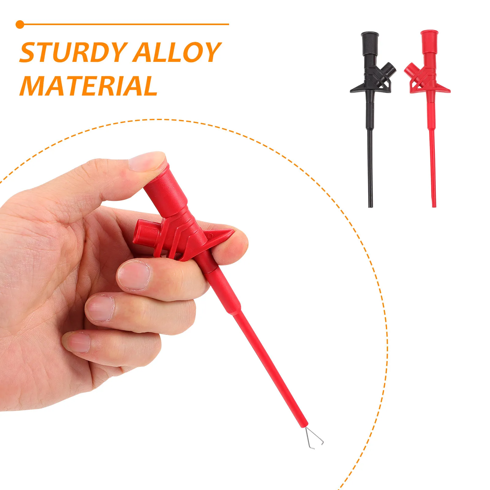 

2Pcs Professional Insulated Piercing Test Hook Clips Flexible Bendable Electrical Probes Black Red for Multimeter Automotive