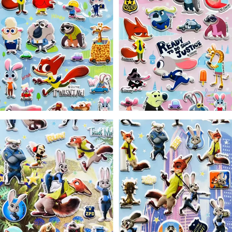 Disney Zootopia Judy Nick Clawhauser 3D Driedimensionale Schuimstickers Plakboek Helm Opbergdoos Decoratie Meisje Paar Cadeau