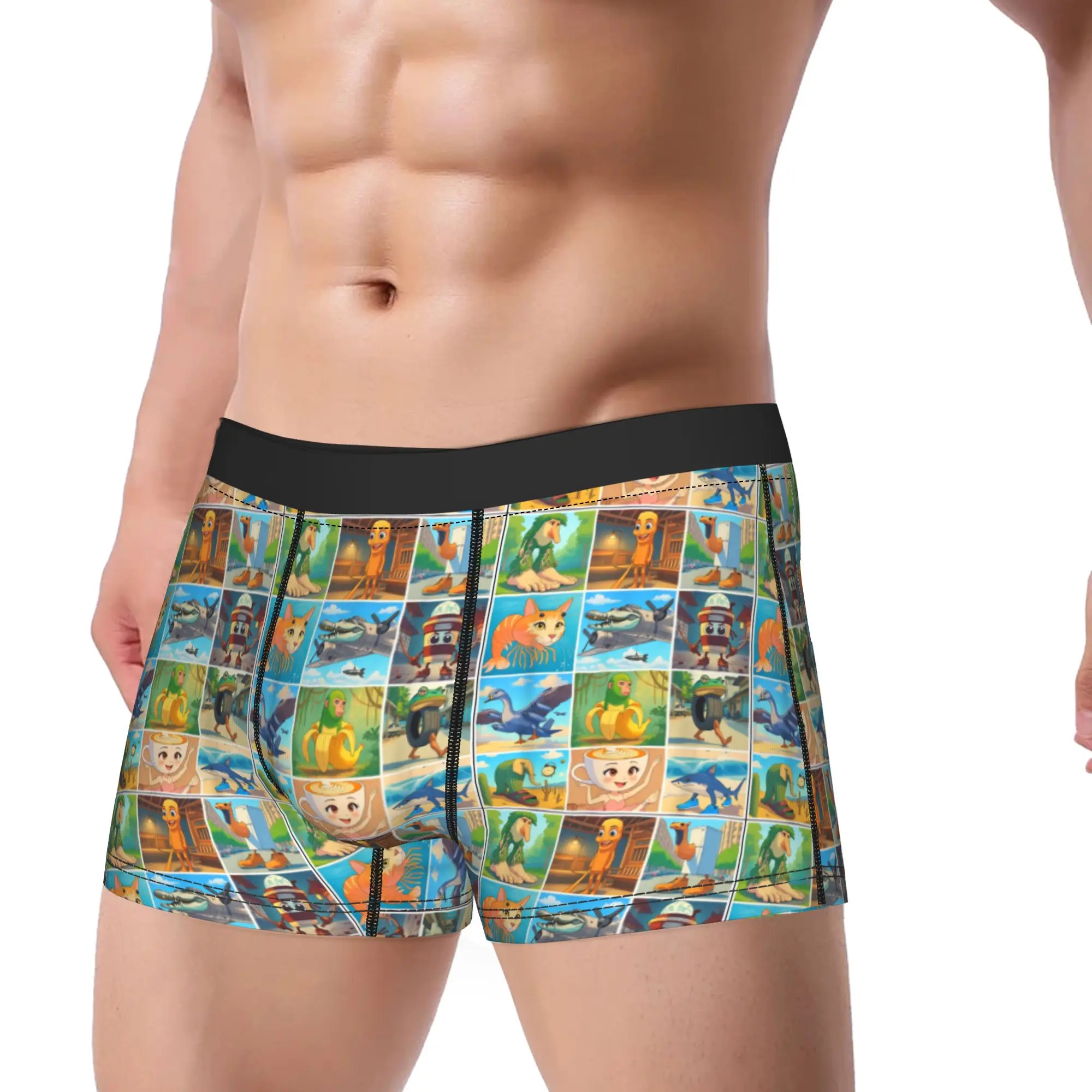 أنواع الملاكم الموضة شخصيات الدماغ الإيطالية السراويل سراويل ملخصات الرجال الملابس الداخلية مضحك ميمي لينة السروال أوم M-XXL