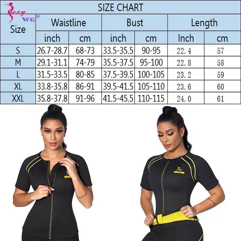 SEXYWG Women Sauna Set Neoprene Sweat Suit Pants for Weight Loss Tank Top T-shirt Slimming Leggings Capris Short Sleeve Gym