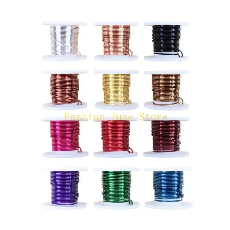 N5KA Colored Brass Wires Set for Artistics Gauge Accessory Portable for Sculpture and Wire Wrapping Jewelry Making 12 Rolls