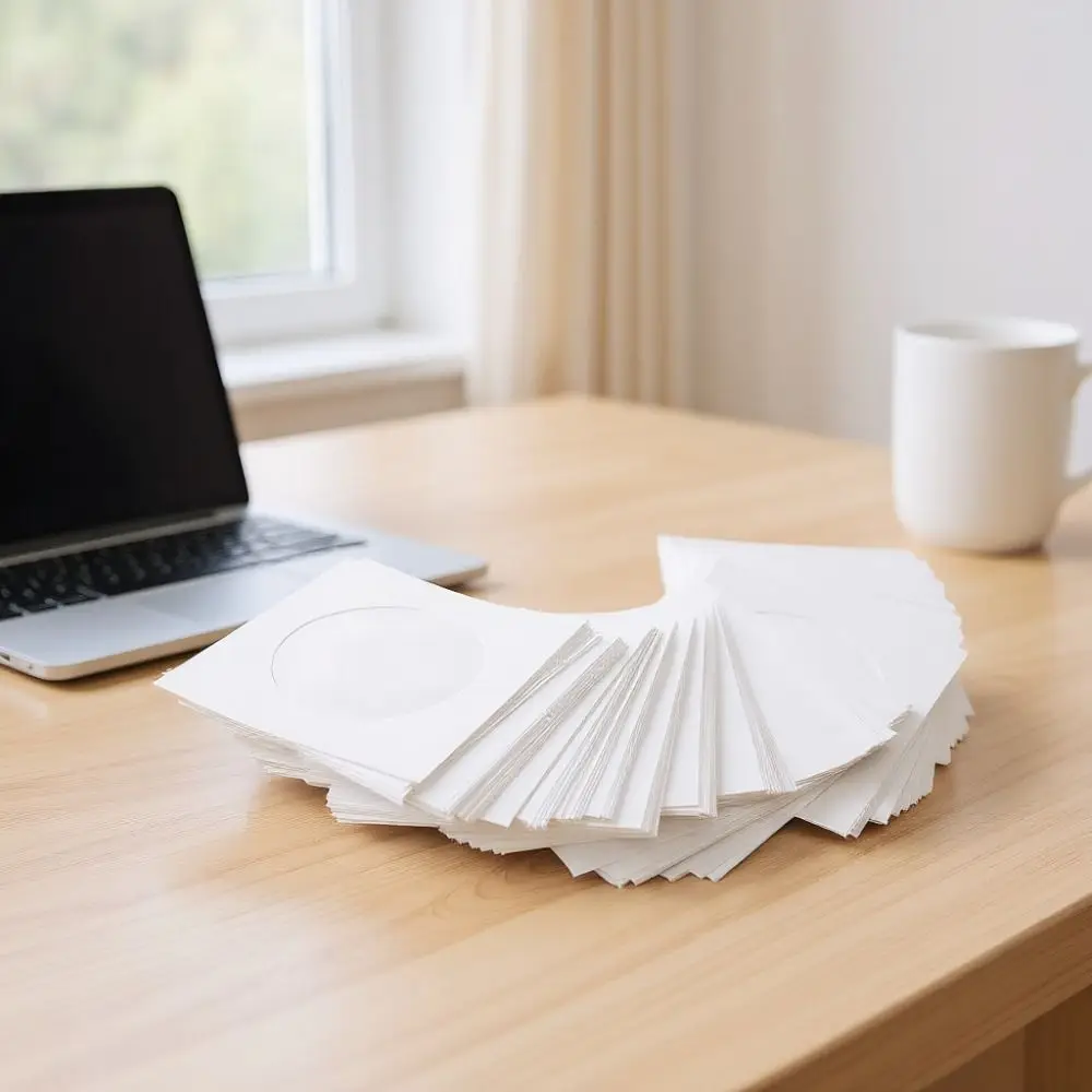 100PCS Practical Clear Window CD Sleeves Flap Design Reusable DVD Sleeves Disc Sleeves Office Organization
