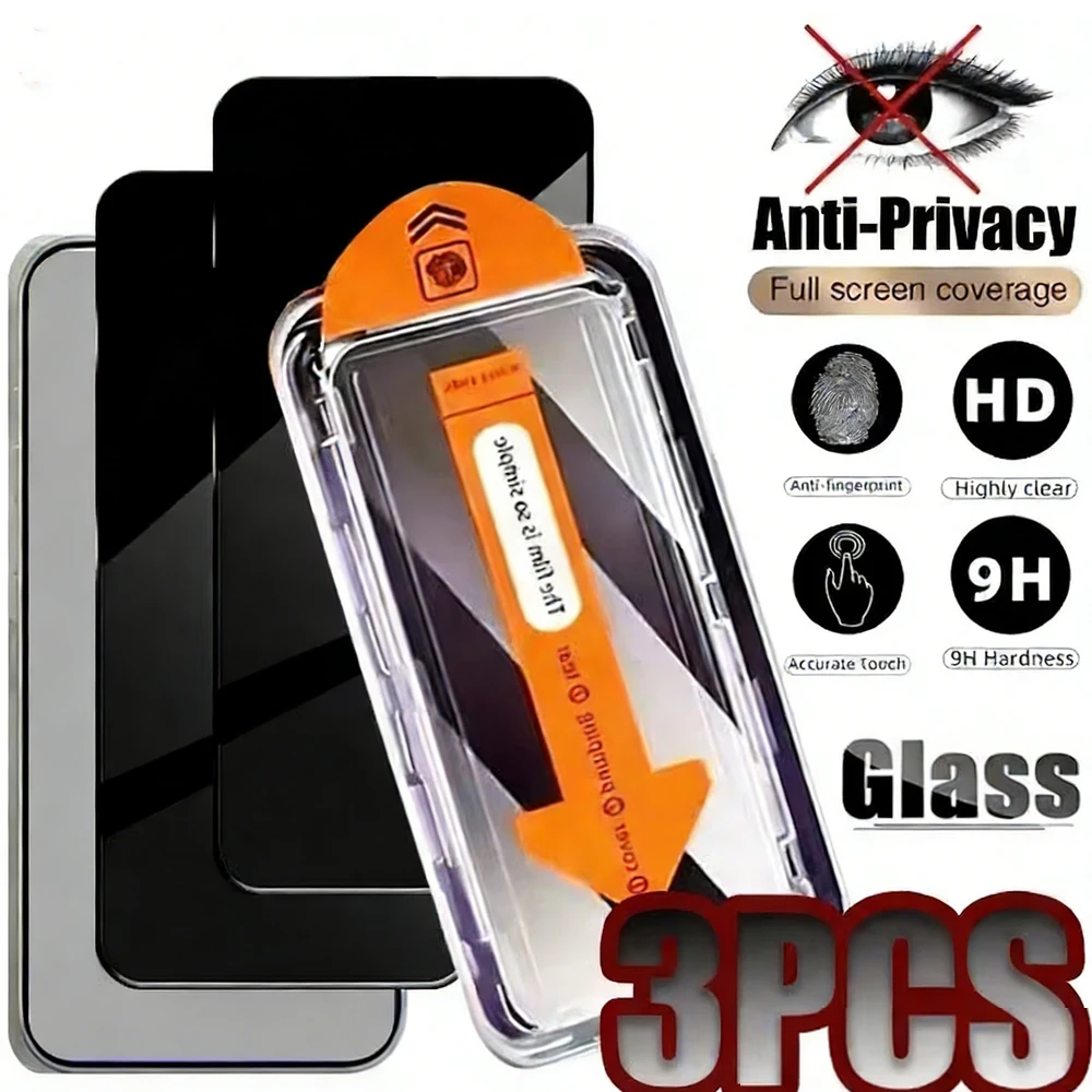 

1-3Pcs Dust free Install Privacy Tempered Glass For iPhone 17e 17 Pro Max Air 16 15 14 13 11 12 16 Plus 7 8 XR Screen Protectors