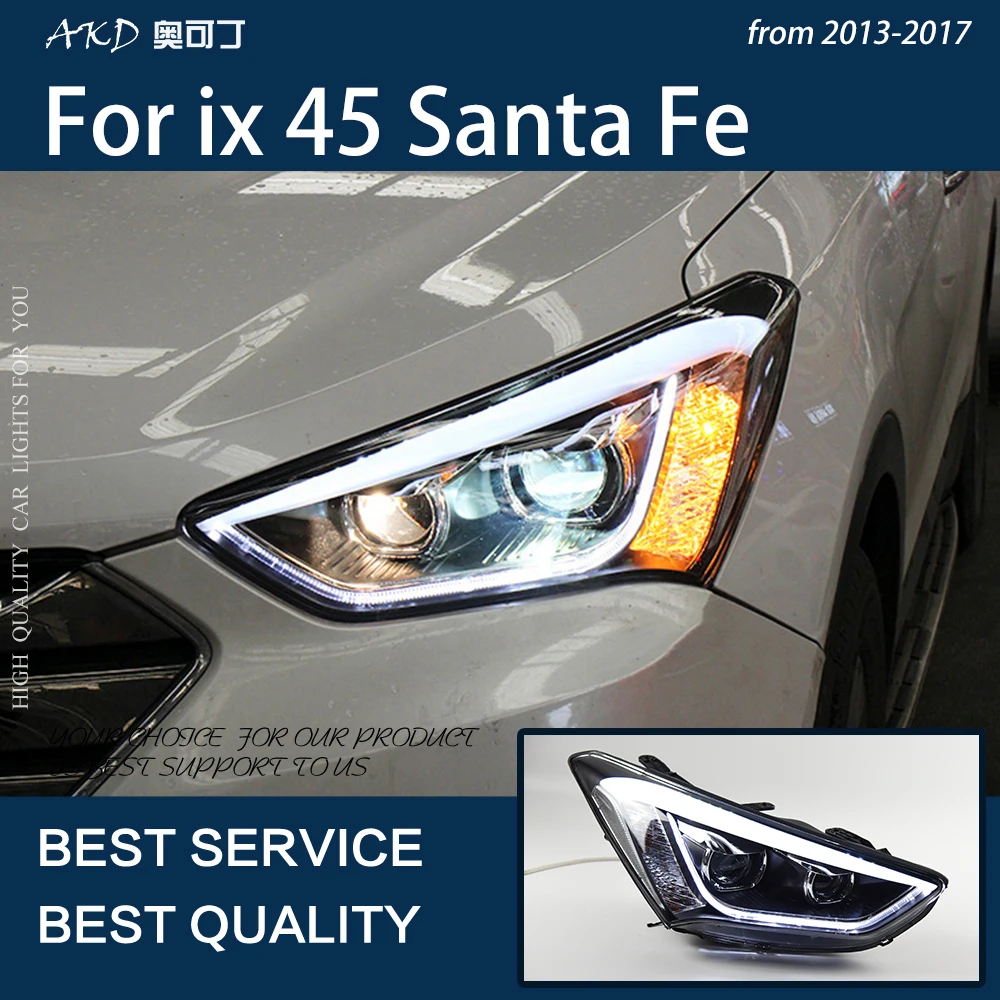 Car Lights For Santa Fe 2013-2017 ix45 LED Auto Headlights Assembly Dynamic Lamp Projector Lens Design Accessories Upgrade