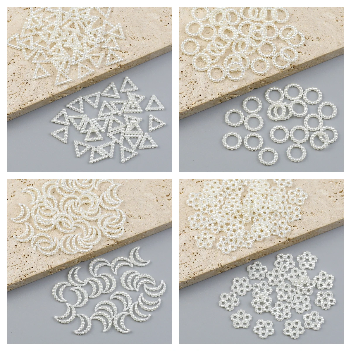 300pcs Mixed Design Heart Shape Craft Imitation Pearls Loose Beads For Art Scrapbooking Decoration DIY Jewelry Handmade Making