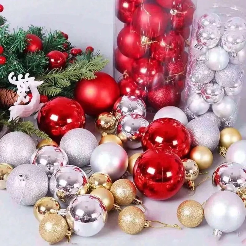 24 قطعة 6 سنتيمتر عيد الميلاد كرة زينة معلقة شجرة عيد الميلاد قلادة الحلي للمنزل ديكور حفلة السنة الجديدة لوازم حفلات عيد الميلاد