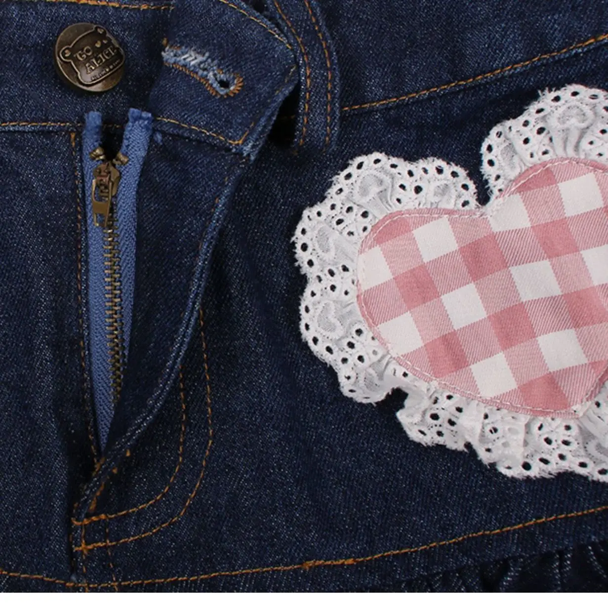 Bonito menina amor denim saia para as mulheres verão novo arco solto todos os jogos borda de renda a linha mini saia doce picante menina y2k jean saia