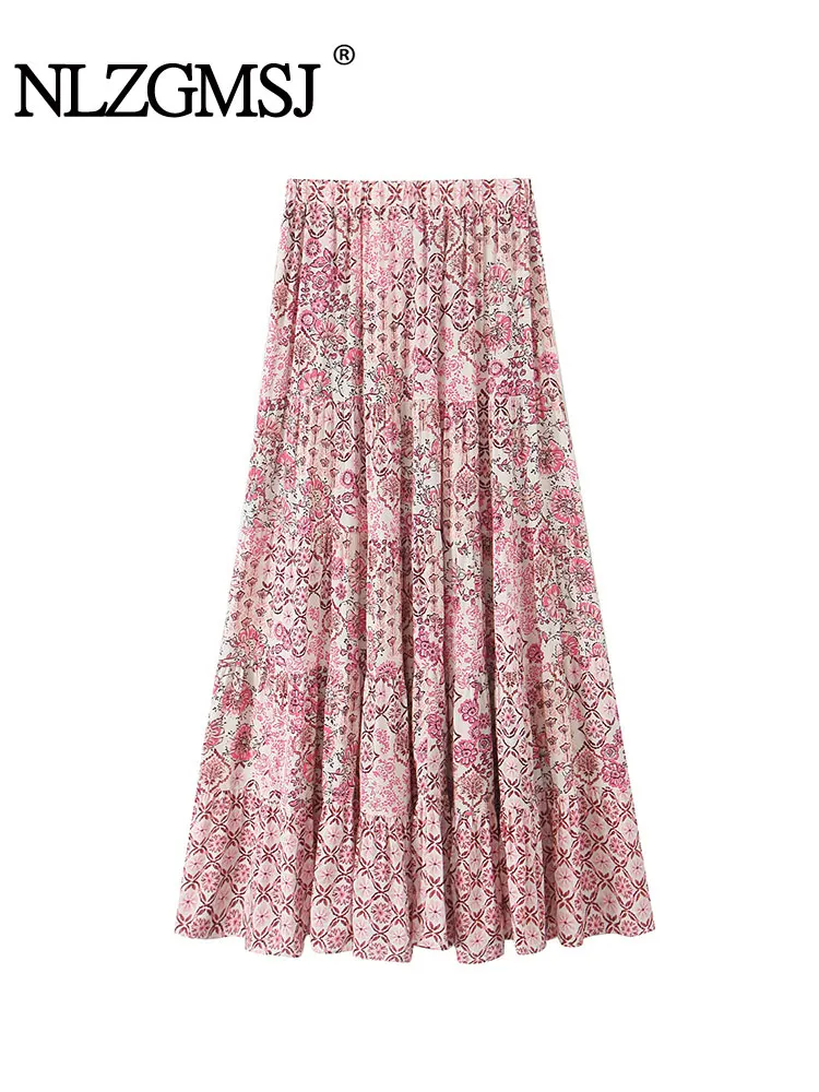 2025 sommer frauen Gedruckt Midi Rock Frau Neue Mode Elegante Lange Röcke Für Frauen Party Röcke ﻿