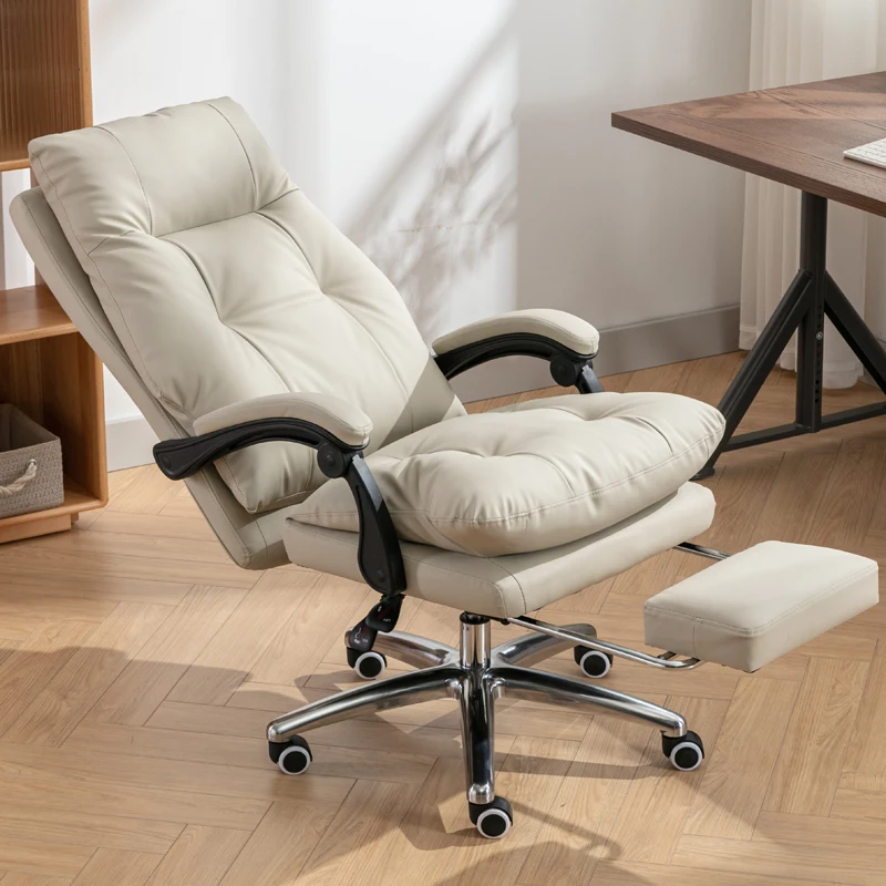 Chaise d'ordinateur en cuir, légère, de luxe, confortable, sédentaire, avec dossier pivotant, design artistique, repose-pieds   meubles de maison muebles
