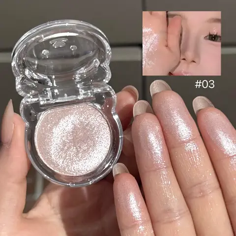 Shimmer Diamond Glow Highlighter Paleta de 3 cores ilumina e contorno, pele radiante, brilho natural para festival e maquiagem diária