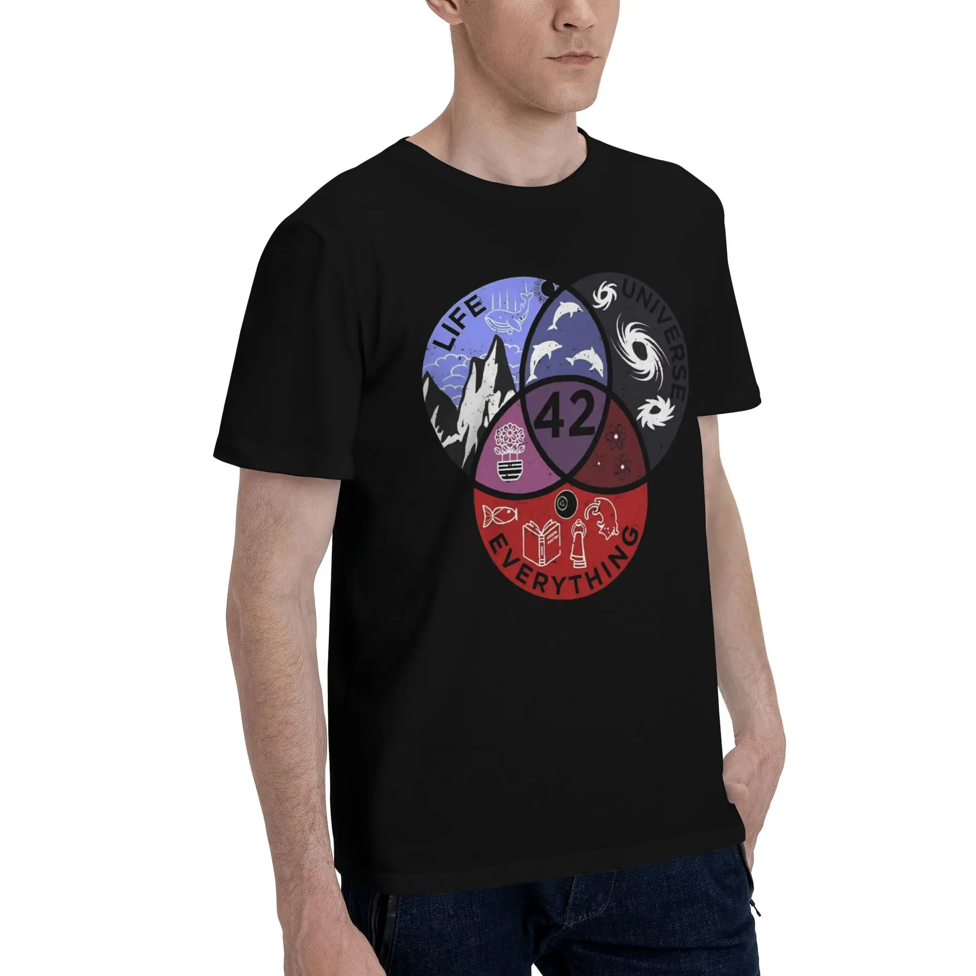 dont panic 42 The Answer To Life Douglas Adams  Graphic Print T Shirt for Men Women  Cotton  Tee Shirt Clothing