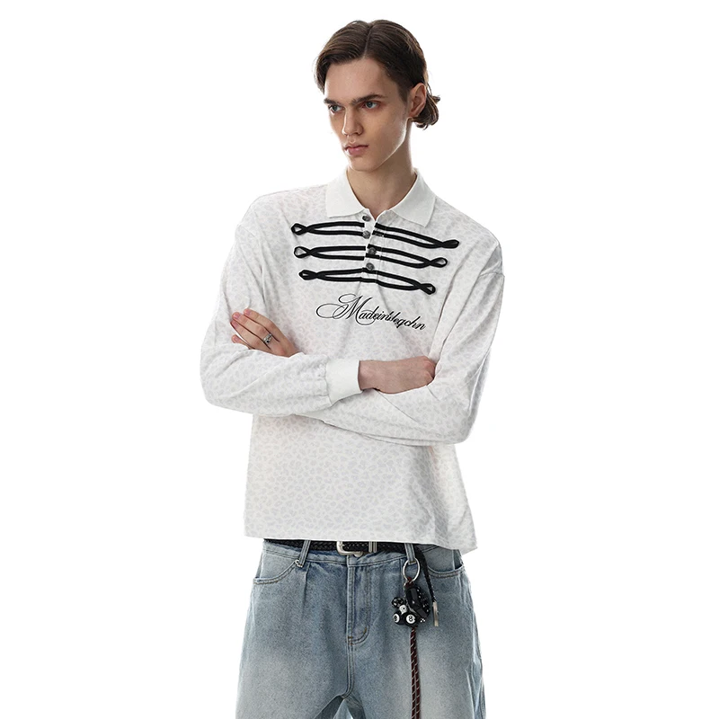 LUZHEN 2026 New Original Design Embroidery Stripe Elegant Long Sleeve T-shirts Men's High Quality Handsome Casual Clothes JY8900