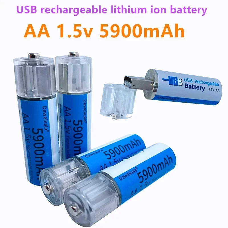 

2023 New USB AA 1.5V battery USB rechargeable lithium ion battery 5900mAh AA Li-Ion battery for Remote Control Toy light Batery