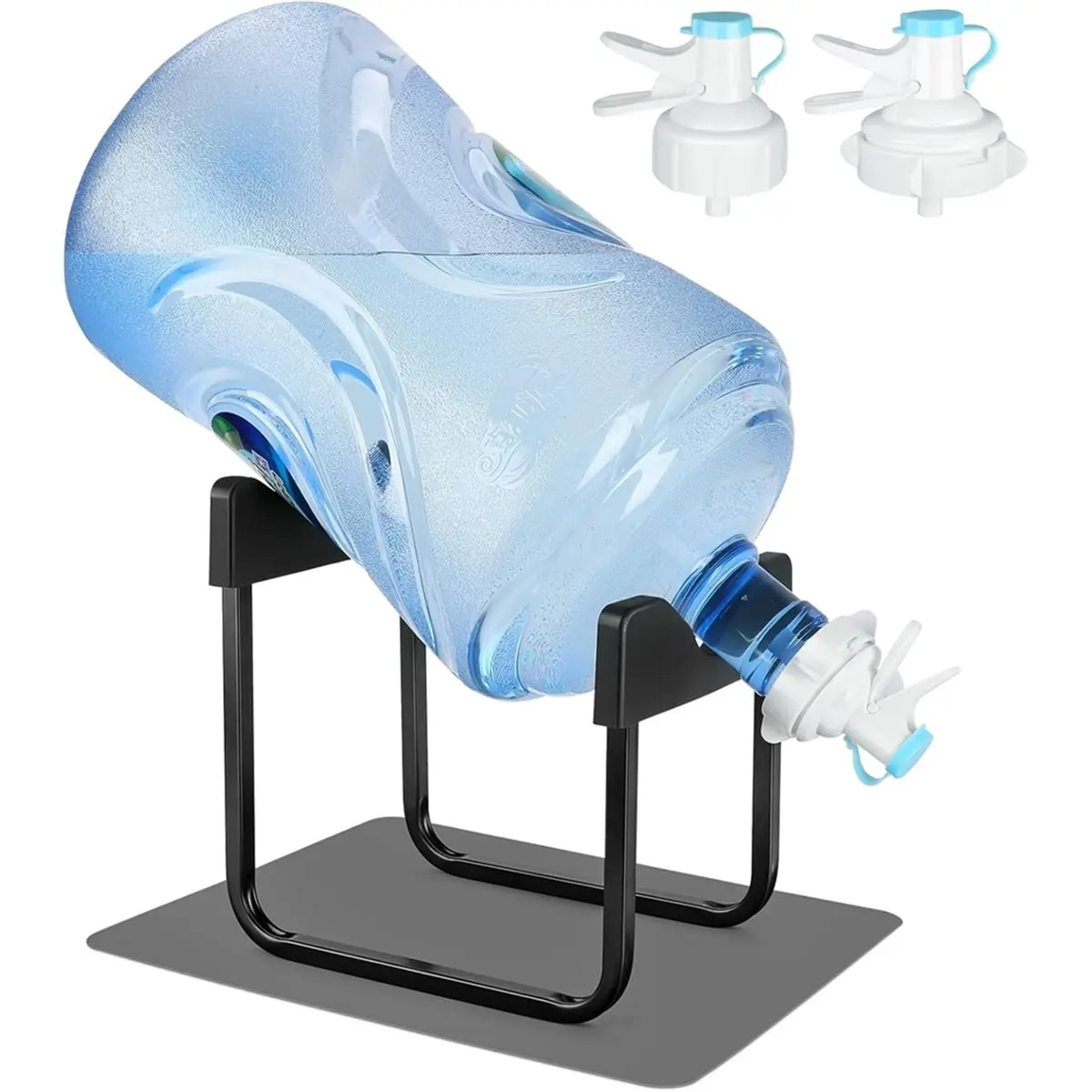 3-5 Gallon Water Jug Stand and 2 Dispenser Valves, Rust- Non Slip Water Stand, Fits Both 52mm and 55mm Bottles