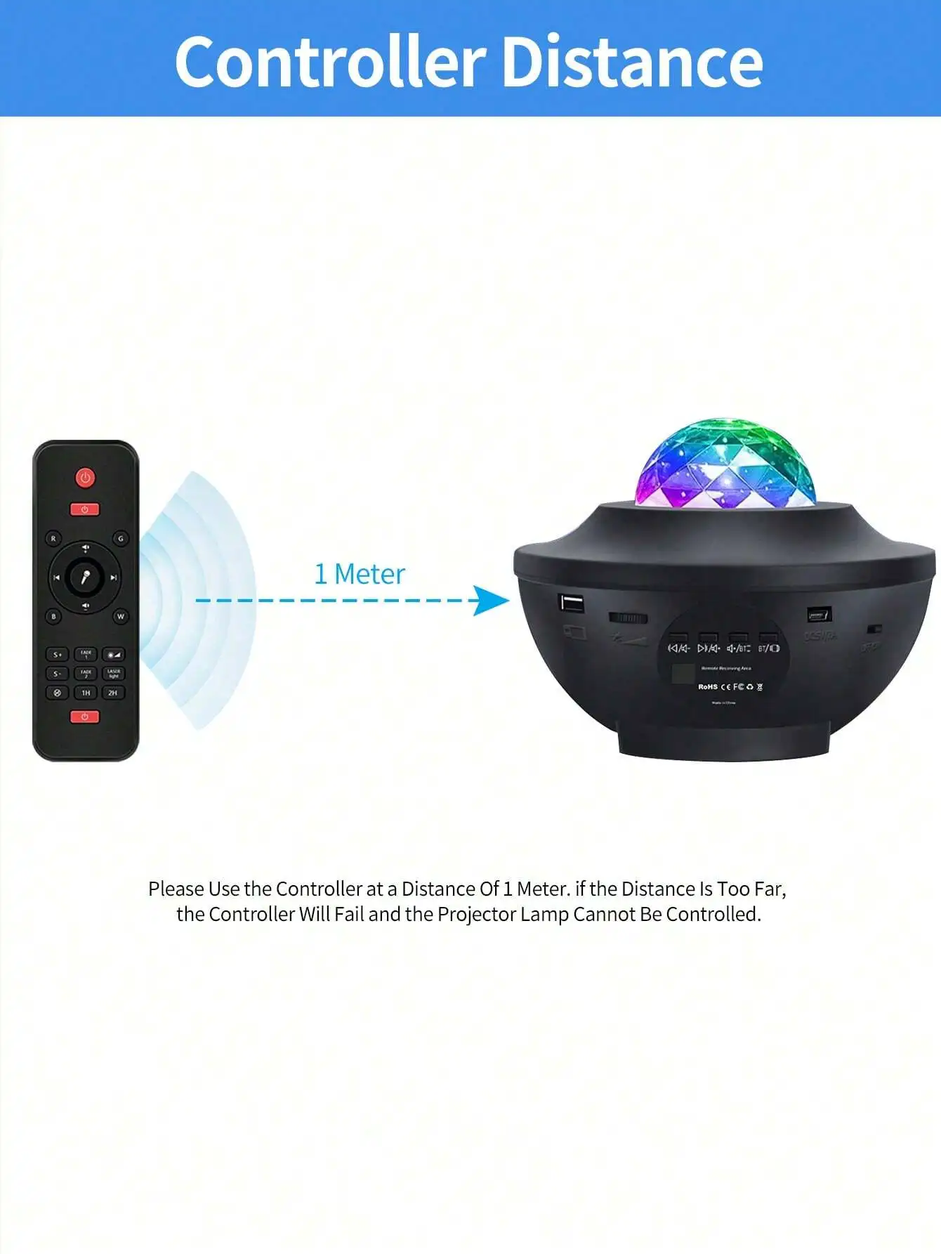 1pc Starry Sky Projection Lamp, USB Remote Music Laser Ripple for Bedroom Sleep