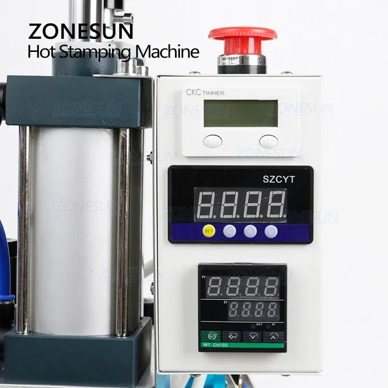 ZONESUN QS90 Pneumatic Hot Foil Stamping Machine Paper Plastic Wood Leather PVC Gilding Press Bronzing Heat Press Machine