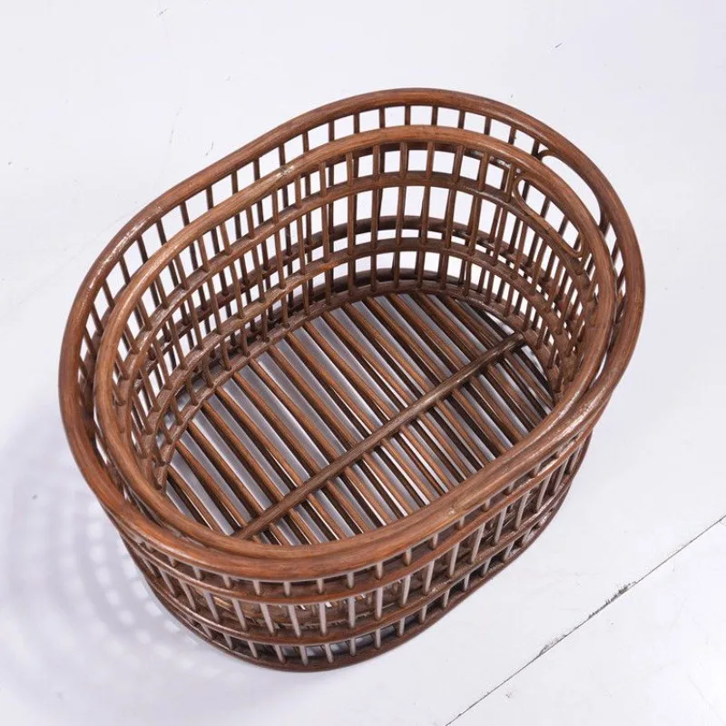Nordic style handmade rattan storage basket dirty laundry basket, homestay home living room bedroom bedside simple frame