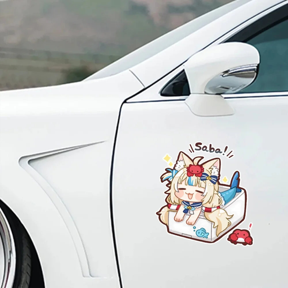 VTuber Sameko Saba Cartoon Car Sticker Rear Window Body Stickers on Motorcycle Cute Anime Girl , Sunscreen and Waterproof Decals