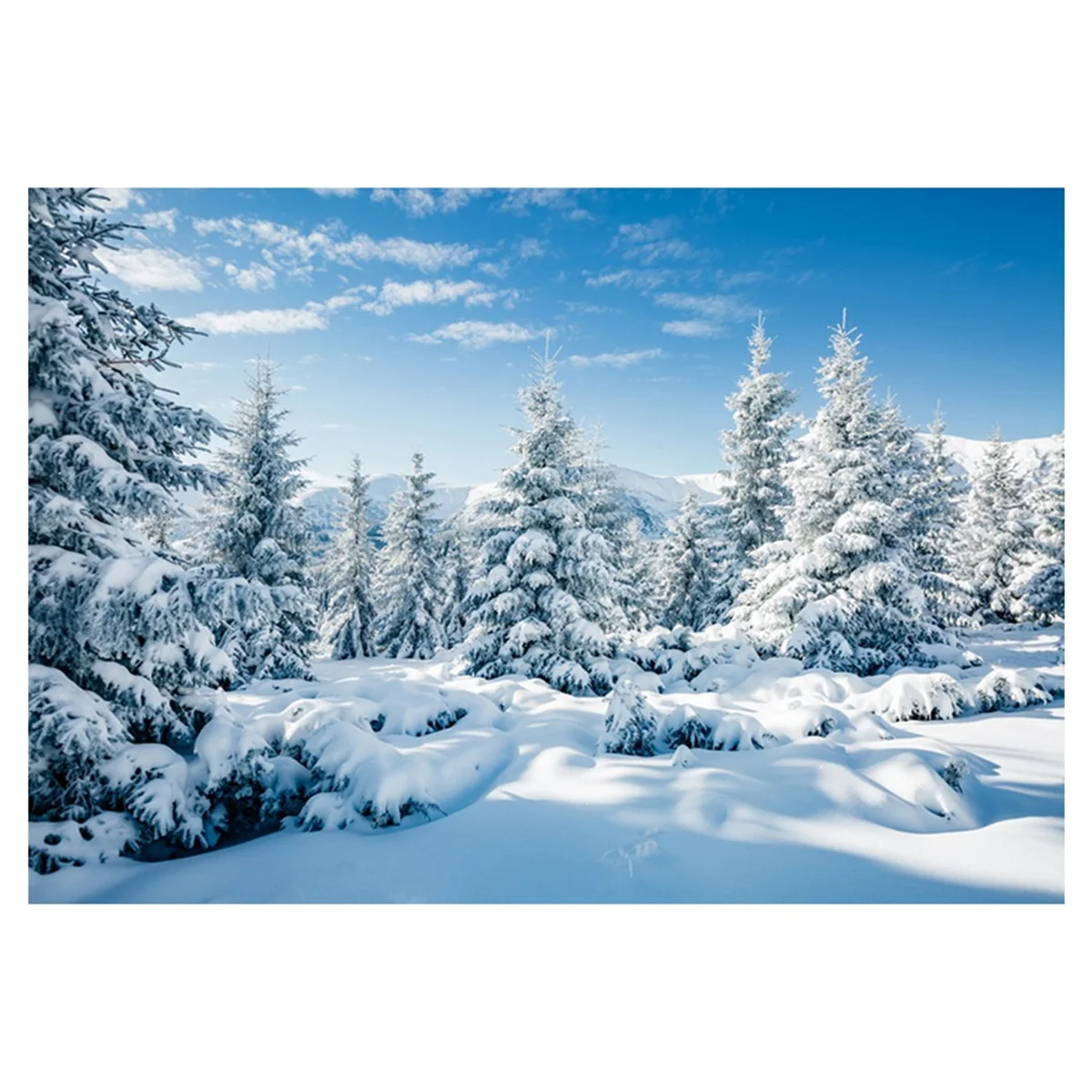 

210X150Cm Winter Snow Background Cloth Snowflake Christmas Tree Glitter White Forest Party Photography Backdrops, E