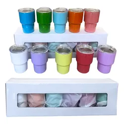 6 Pcs/SET Mini 3oz Sublimation Blanks Stainless Steel Tumbler 6 Colors Liqueur Glass Wine Tumbler Children Kids Cup with Straw