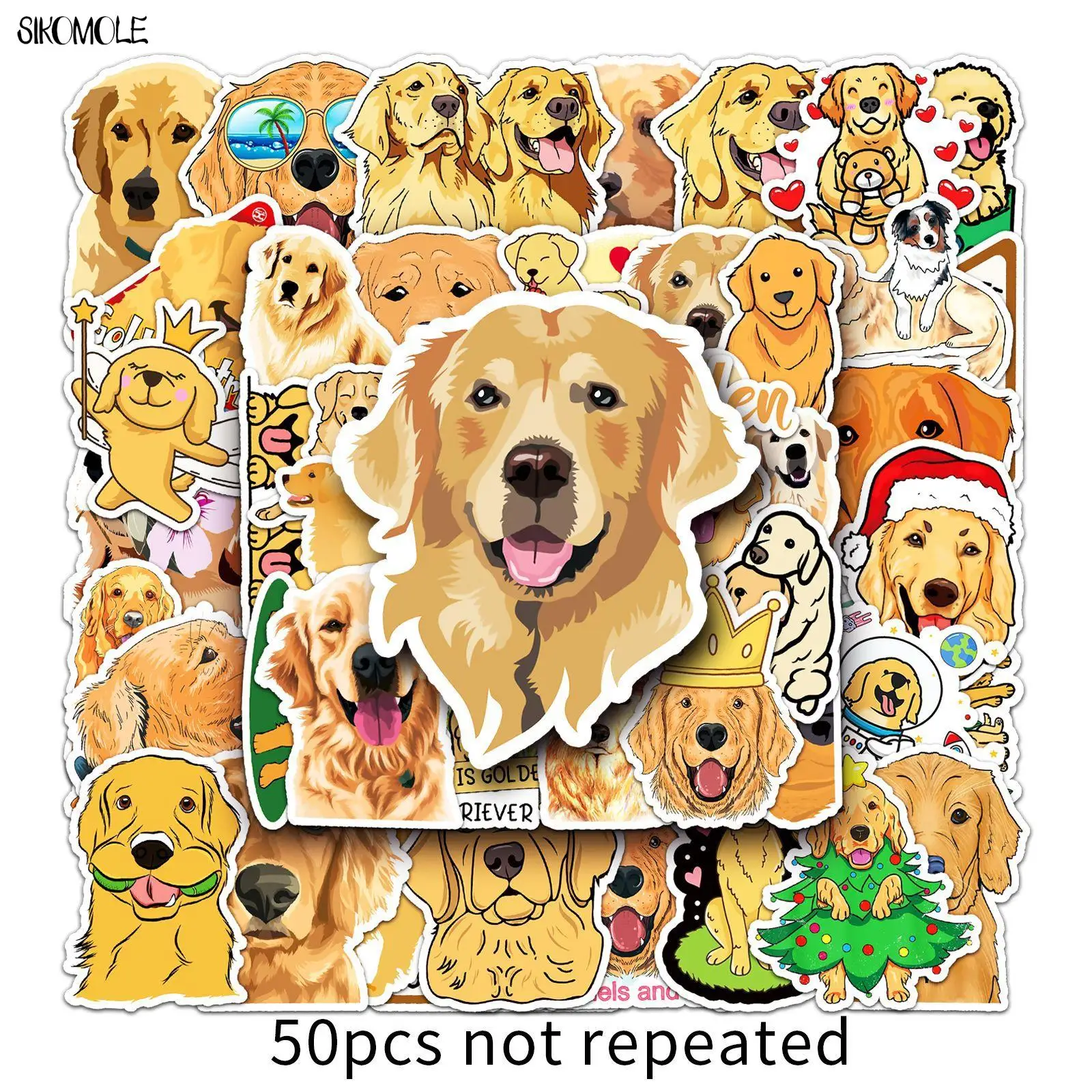 10/30/50PCS Cartoon Cute Golden Retriever Dog Stickers DIY Kids Toys Car Skateboard Laptop Motorcycle Graffiti Sticker Decals F5