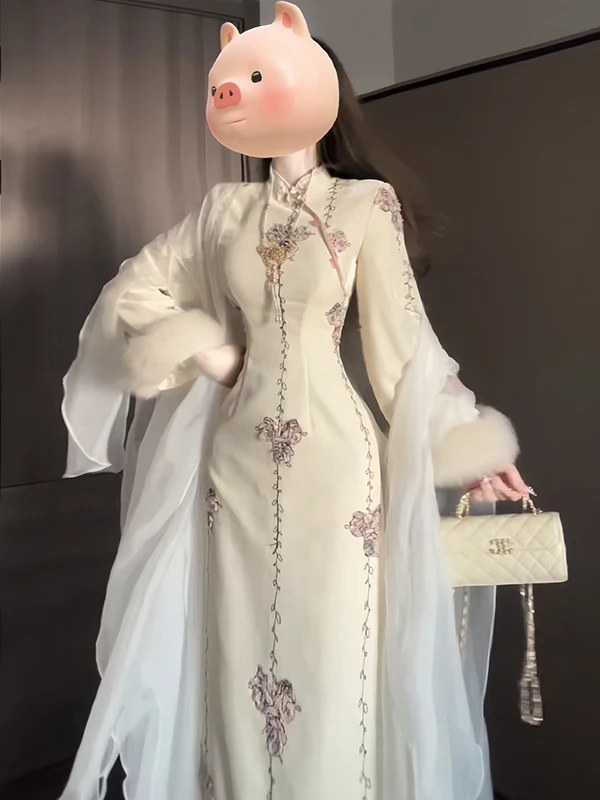 

Ретро-куртка женская из хлопка с бархатной вышивкой, улучшенная модель, осенне-зимняя, в традиционном китайском стиле