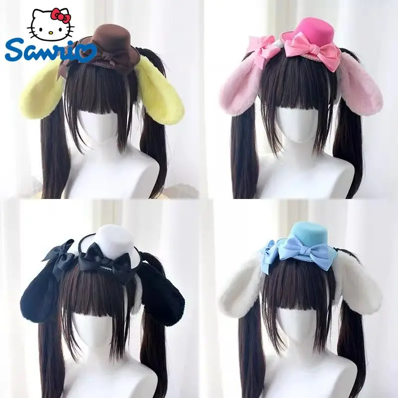 

Sanrio Melody Cinnamoroll Kuromi Pom Purin Cotton Hair Bands Women's Party Accessories Top Hat Sweet Lolita Hair Band Headwear