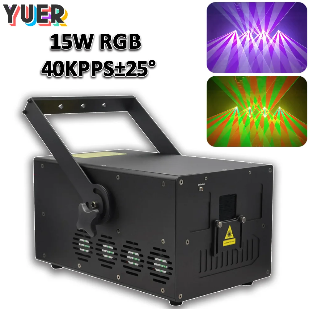 Profession APP Control 15W RGB Mapping Laser 40KPPS Scanner Beam Projector For Wedding Stage Party Club Dj Disco DMX512 Music