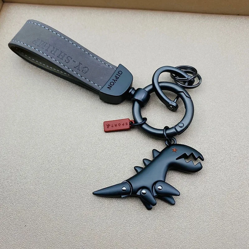 1PC Kleine Dinosaurier Auto Schlüsselbund Motorrad Dekorative Zubehör Einzigen Leder Metall Schlüsselbund Handtasche Anhänger Kleines Geschenk – Detail 1