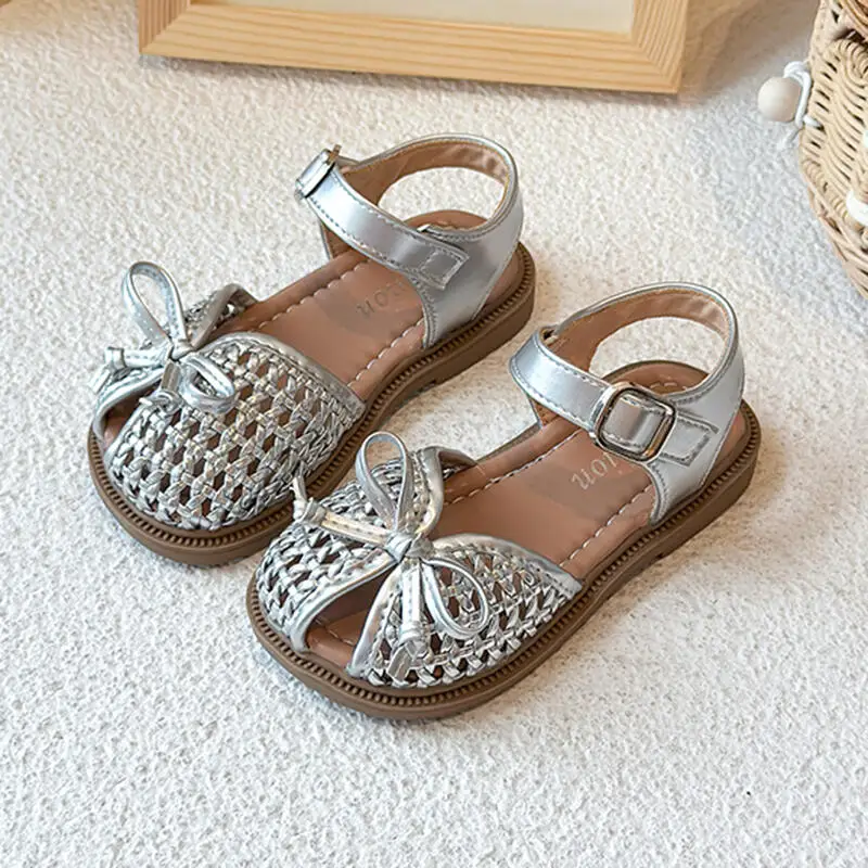 

Cool Breathable Hollow Out Gladiator Sandals Girl Summer Ankle Strap Velcro Sandals Round Toe Soft Sole Flat Heel Shoes Children